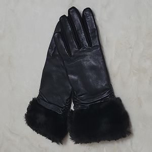 Thinsulate Leather, Fabric and Faux Fur Gloves Winter